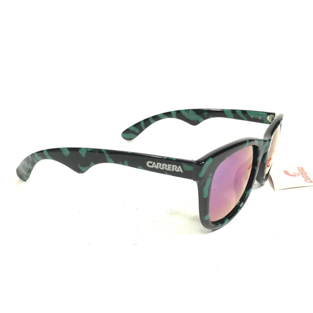 Vintage Carrera Sunglasses 5447 95 Black Green Tiger Striped Frames Blue Mirror